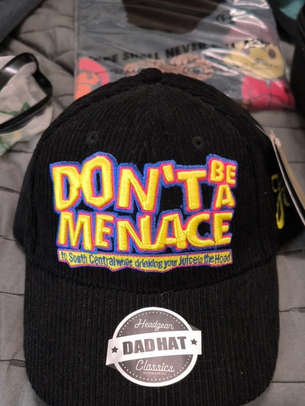 "Don't Be A Menace" Black Corduroy Dad Hat Adjustable Hat